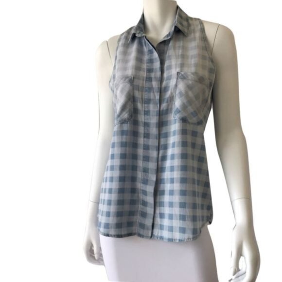 Cloth & Stone Sleeveless Checkered Button-Down Shirt - Picture 1 of 6
